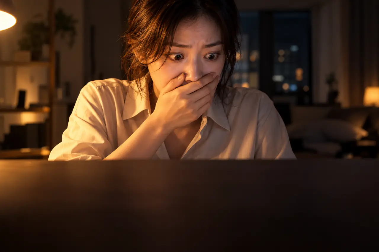 스마트폰을 보며 놀란 표정을 짓는 직장인